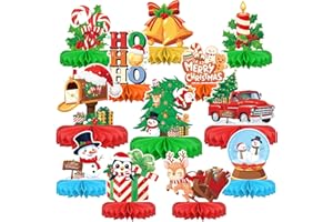 GATHERFUN Christmas Party Decorations: Festive Christmas Honeycomb Centerpieces, Santa & Snowman Table Toppers - for Classroom, Winter Birthdays & Holiday Party Supplies