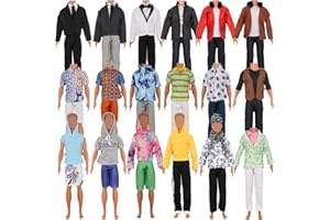 ZTWEDEN 12 Inch Boy Doll Clothes with Leather Jackets Suit Shirts Sweatshirts Shorts Pants T-Shirts for Girls and Boys Xmas Gift (Randomly 6 Sets, 12 Pieces )