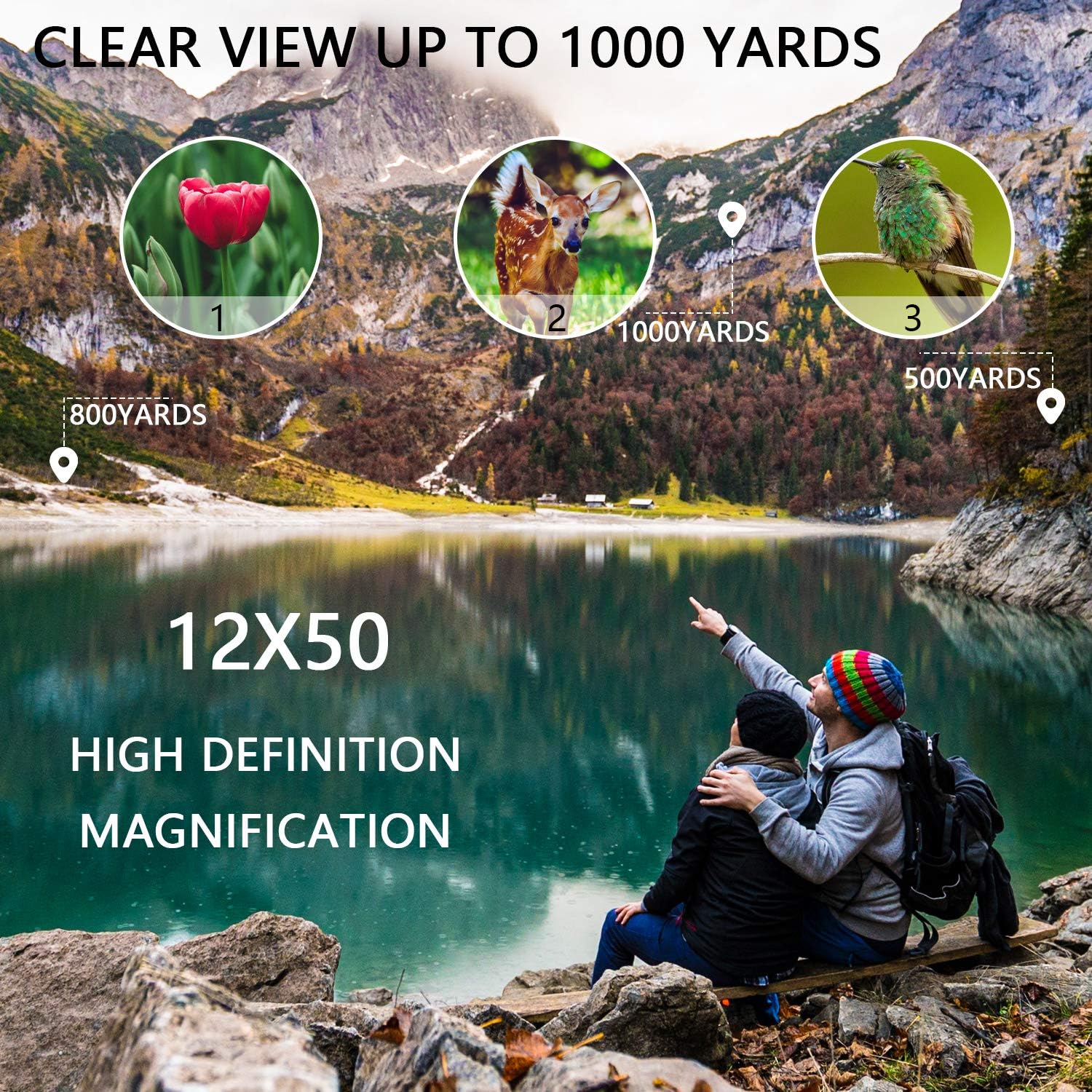 Monocular Telescope 12x50 High Definition With Quick Smartphone Adapter&Tripod&Hand Strap Waterproof Night Vision Monoculars for Bird Watching Hunting : Camera & Photo