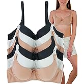 ToBeInStyle Women’s Pack of 6 Classic Style Underwire Supportive Padded Bras
