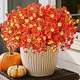 ADXORA Fake Flowers Artificial for Outdoor Decoration Autumn Silk Flower UV Resistant, 12 Bundles Faux Morning Glory with Eucalyptus Greenery for Indoor Garden Planters Patio Window Home Decor, Mix