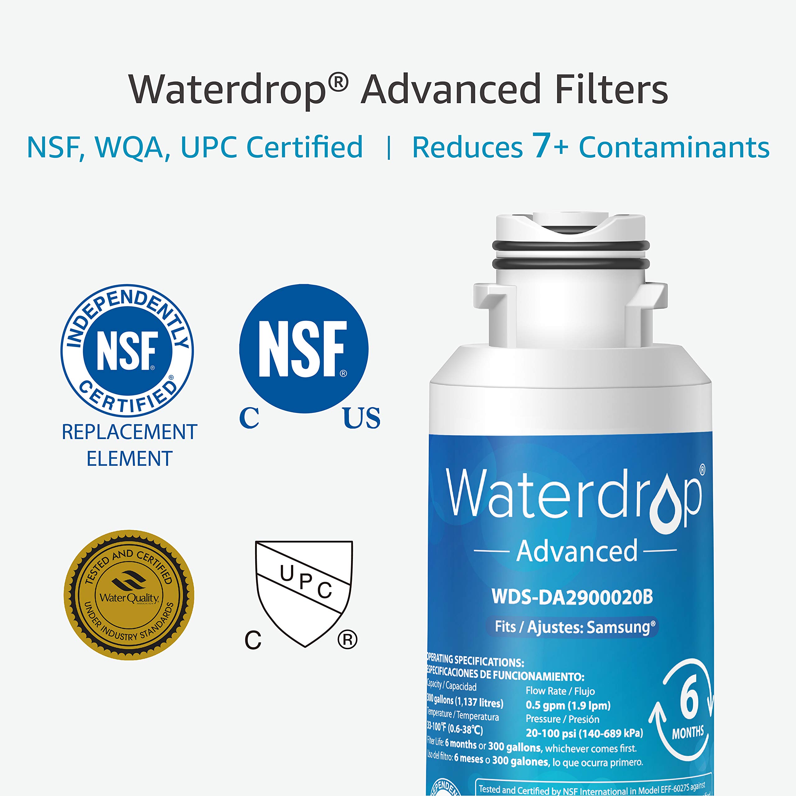 Waterdrop NSF 53&42 Certified DA2900020B Refrigerator Water Filter