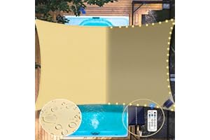 MEETYR LIFE Meet Yr Life LED Shade Sail Waterproof 6.5×10FT Built-in LED, Integrated Sunshade Sail 8 Flashing Modes 98% UV Protection, Suitable for Yard Patio Garden Parking Lot