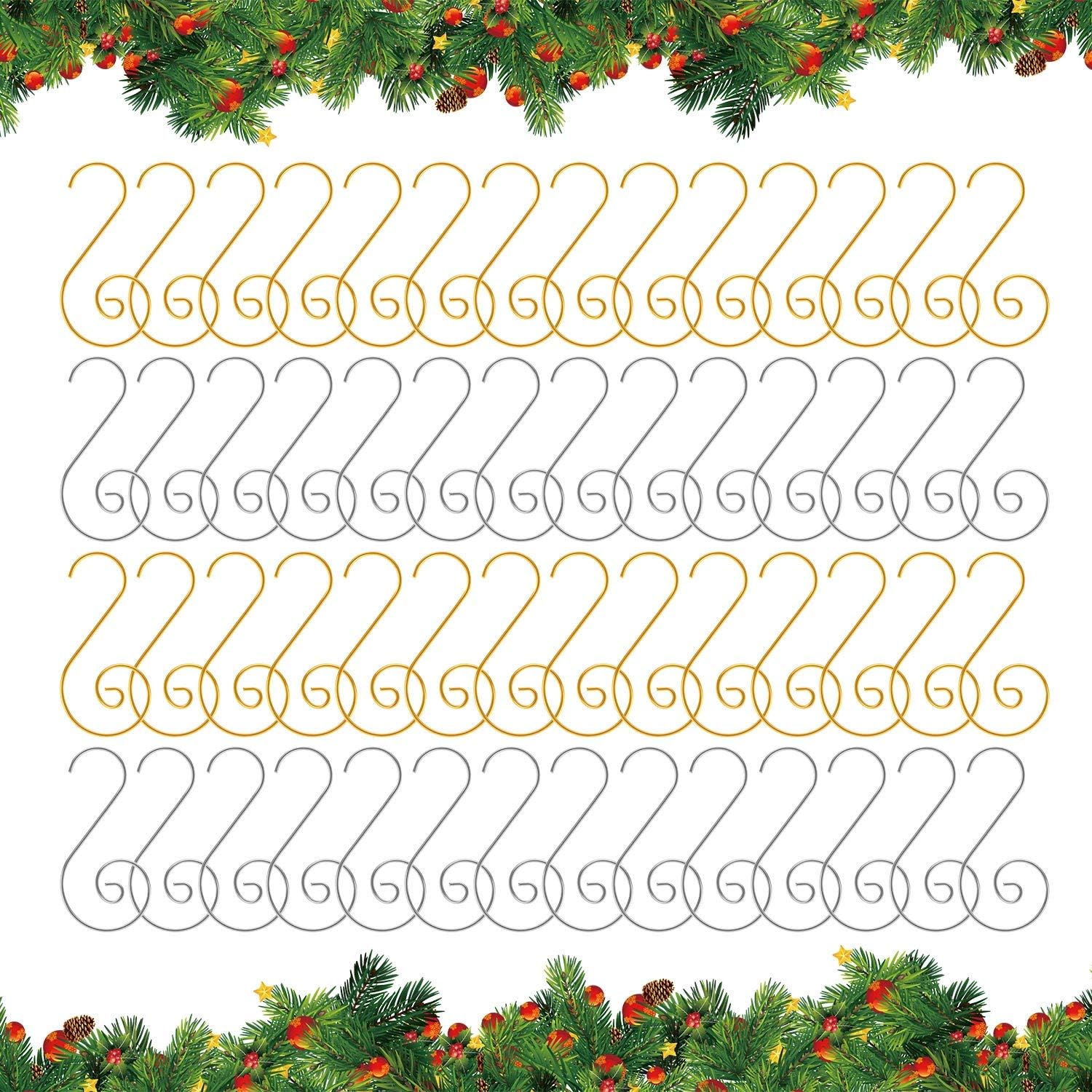 Ornament Hooks - YGAOHF 240 PCS Ornament Hooks Christmas Tree - Gold Silver Christmas S-Shaped Ornament Hooks for Christmas Tree Decorations