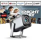 [Compatible with Netflix & TOF Real-time Focus] Mini Projector with WiFi and Bluetooth, XuanPad Silver Smart Projector 4K Support, Dolby Audio & Keystone, 210° Rotatable Stand for Home