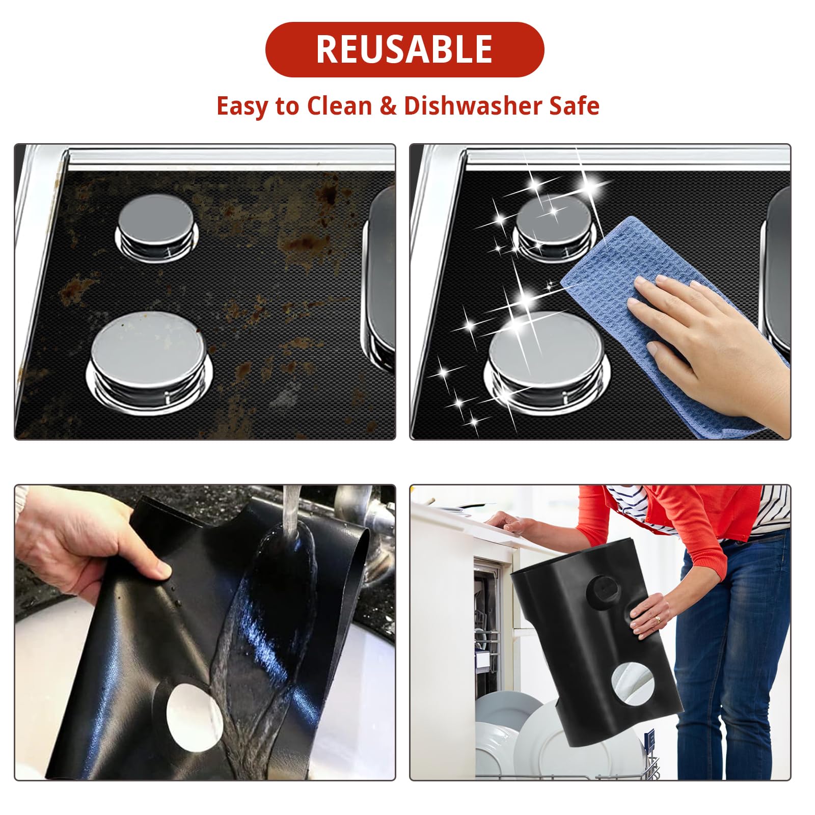 2 Pack Stove Covers, Gas Range Protectors for Samsung Gas Range Stove Cover Reusable Stove Top Covers for Samsung Gas Burners, Oven Liners Mat Gas Range Protectors Covers Non-Stick Washable