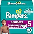 Pampers Cruisers Diapers - Size 5, 60 Count, Disposable Active Baby Diapers with Custom Stretch