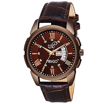 Piraso Times Brownish Day Date Display Watch for Mens & Boys - 1150-BR