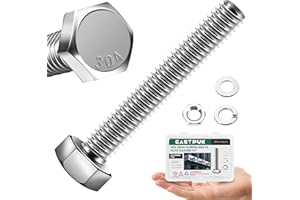 EASTPUK 5/16-18 x 2" Hex Head Bolts Screws with Nuts, Flat & Lock Washers, 304 Stainless Steel Bolts and Nuts External Hex Dr