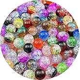 Jmassyang 100 Pieces 12mm Acrylic Crackle Beads Crystal Round Plastic Spacer Bead for DIY Decoration Necklaces Bracelets Earrings Jewelry Making(Multicolor)
