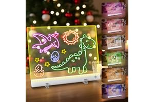 Rechargeable LED Drawing Board with 4 Modes,7 Colors LED Note Board,Acrylic Dry Erase Board with Light,As Night Light for Roo