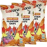 Flamin&rsquo; Ghost Plantain Chips - Barnana Mild Spicy Ghost Pepper Kettle Cooked Salty Snack, Crunchy, Gluten Free, Flamin Hot Alternative, Vegan, Non GMO, Regeneratively Grown Spicy Chips, (4 oz, 3-Pack)