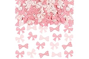 Cyodoos 100 Pcs Pink Bows Confetti Girl Party Decoration Baby Shower Engagement Party Decoration Table decoration Supplies