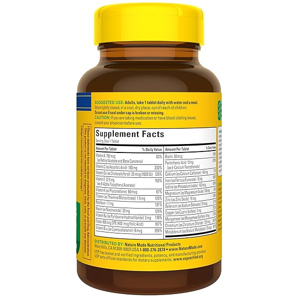 NATURE MADE MULTIVITAMIN TABLETS WITH VITAMIN D3 AND IRON, 130 COUNT FOR DAILY NUTRITIONAL SUPPORT