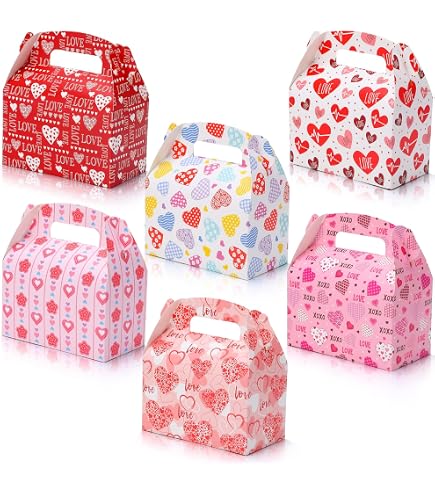 Whaline Lot De 24 Boîtes à Friandises De Saint-Valentin En Carton Rouge Et Noir Avec Fenêtre En Forme De Cœur Pour Biscuits, Friandises, Bonbons