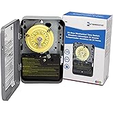 Intermatic T101 24-Hour Mechanical Timer Switch, 120V SPST 40A, Indoor | Heavy-Duty Mechanical Time Switch, Indoor Metal Enclosure, Manual Override, Ideal for Lights, Pumps, Fans, and HVAC Systems