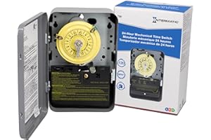 Intermatic T101 24-Hour Mechanical Timer Switch - 120V SPST, Indoor Metal Enclosure, Heavy Duty, Manual Override, 40 Amp - Ideal for Lights, Pumps, Fans, and HVAC Systems