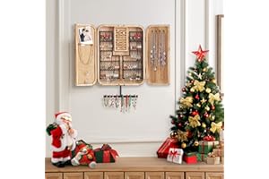 Pinzoveco Hanging Jewelry Organizer, Wall Mounted Jewelry Organizer for Earring Holder Organizer, Jewelry Cabinet Holder Jewelry Storage Box for Earrings, Necklaces, Bracelets, Ring Holder
