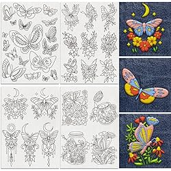 DOODLREAM 36Pcs Butterfly 4 Sheets Water Soluble