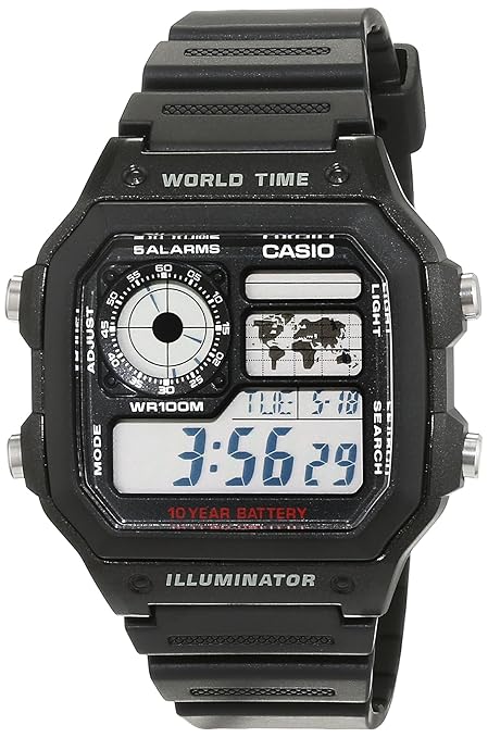 Casio Collection Herren Digitale Armbanduhr mit Armband aus Kunstharz – ae-1200wh