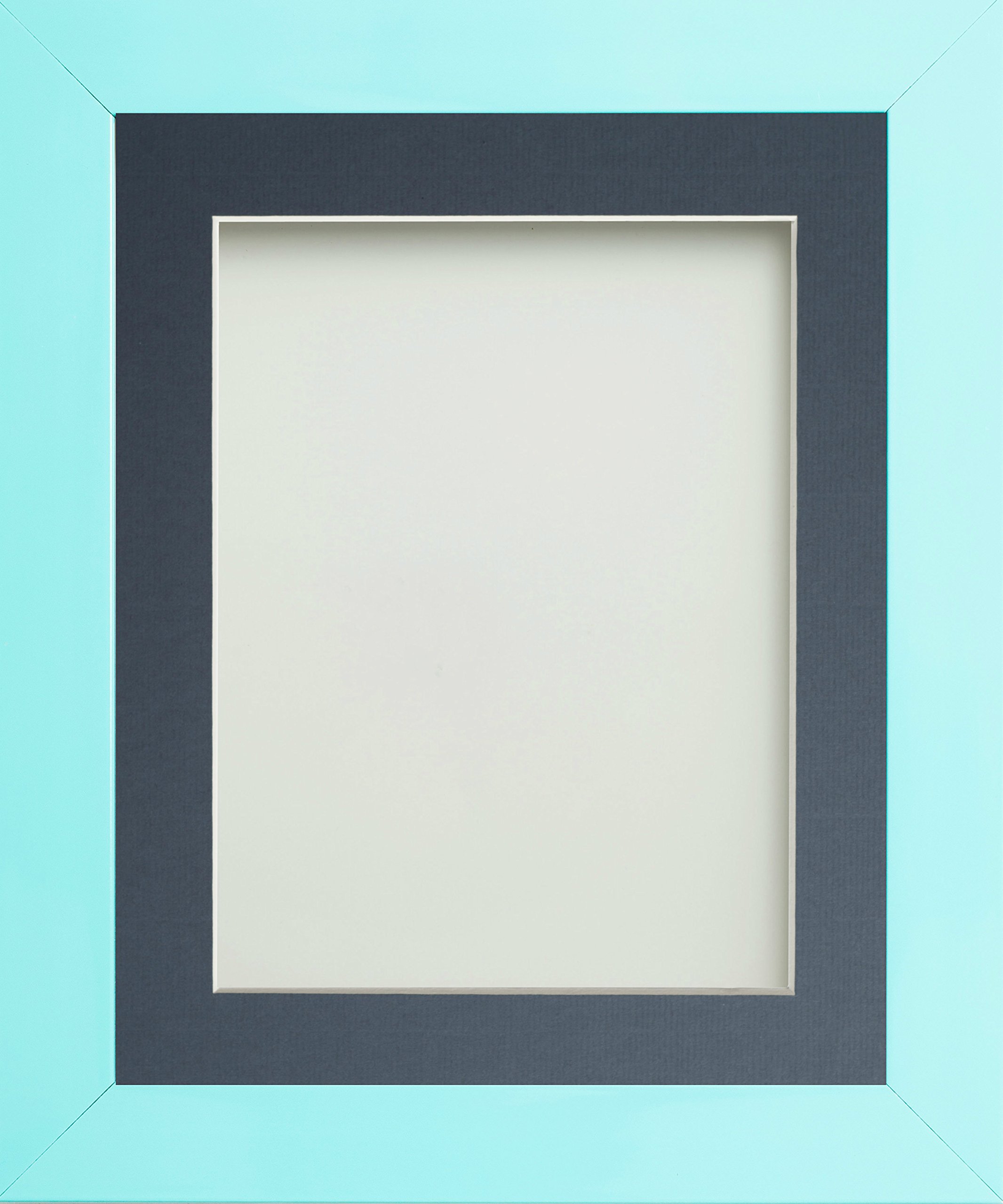Frame Company Candy Range Aqua Blue 9x7 Frame With Blue Mount for image size 8x6 inches
