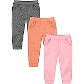 Resinta 3 Packs Baby Toddler Girls' Pull-On Fleece Pants Winter Warm Joggers Active Sweatpants