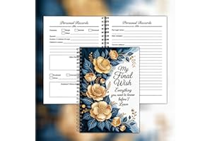 100 Pages Final Wishes Planner, Blue End of Life Book Death Planner Organizer Notebook for Seniors & Families (5.8x8.3inch)