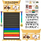 AJSIIPPVS 12 Karate Belt Display Rack with Bamboo Picture Frames,Covers,Medal Hanger Personalized Stickers,Jiu Jitsu BJJ Martial Arts Taekwondo Felt Belt Display Holder,Karate Gifts for Boys Men