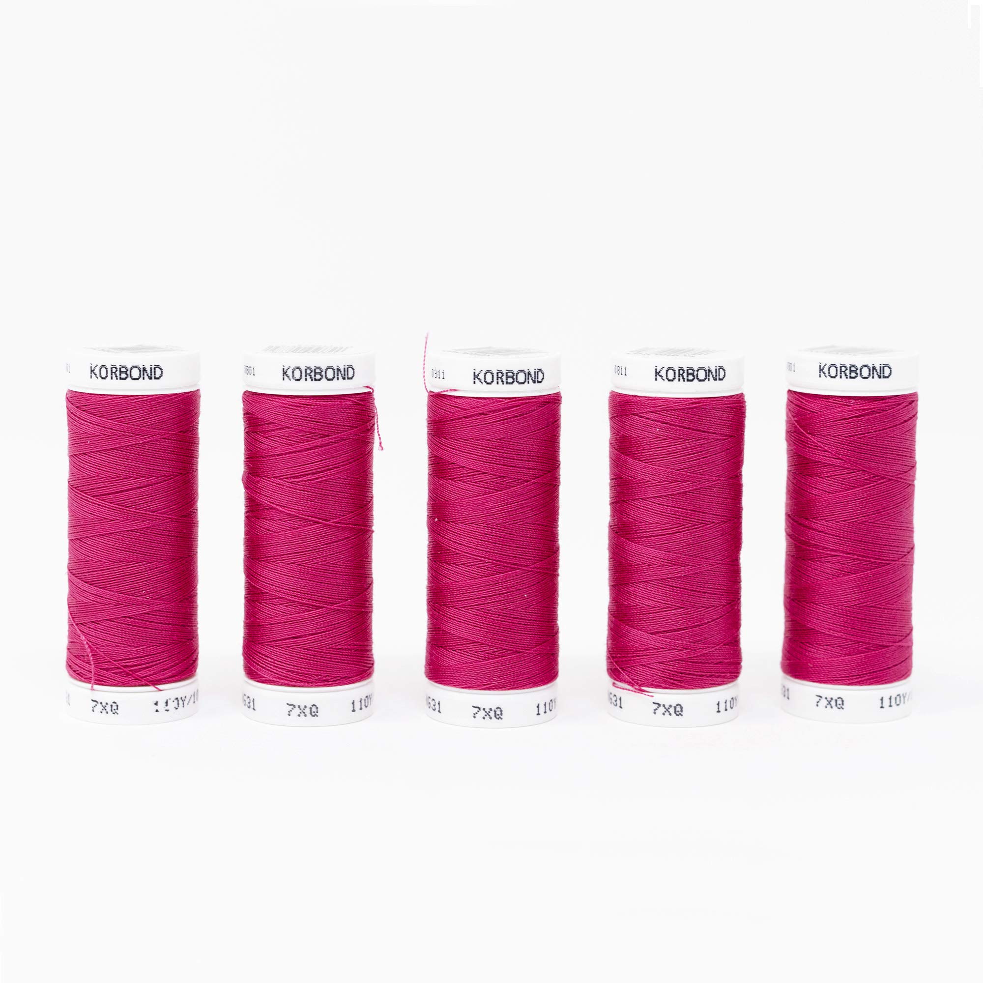 KORBOND Polyester All Purpose Thread – 500m Total – Fuchsia Pink - 5 x 100m Reels for Hand and Machine Sewing