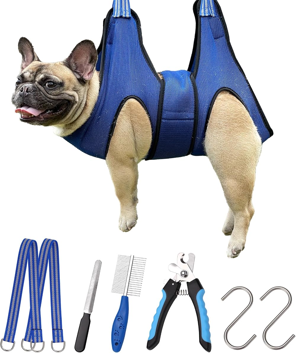 Kkiimatt Dog Grooming Hammock Blue for Medium Dogs/Giant Cats M Size