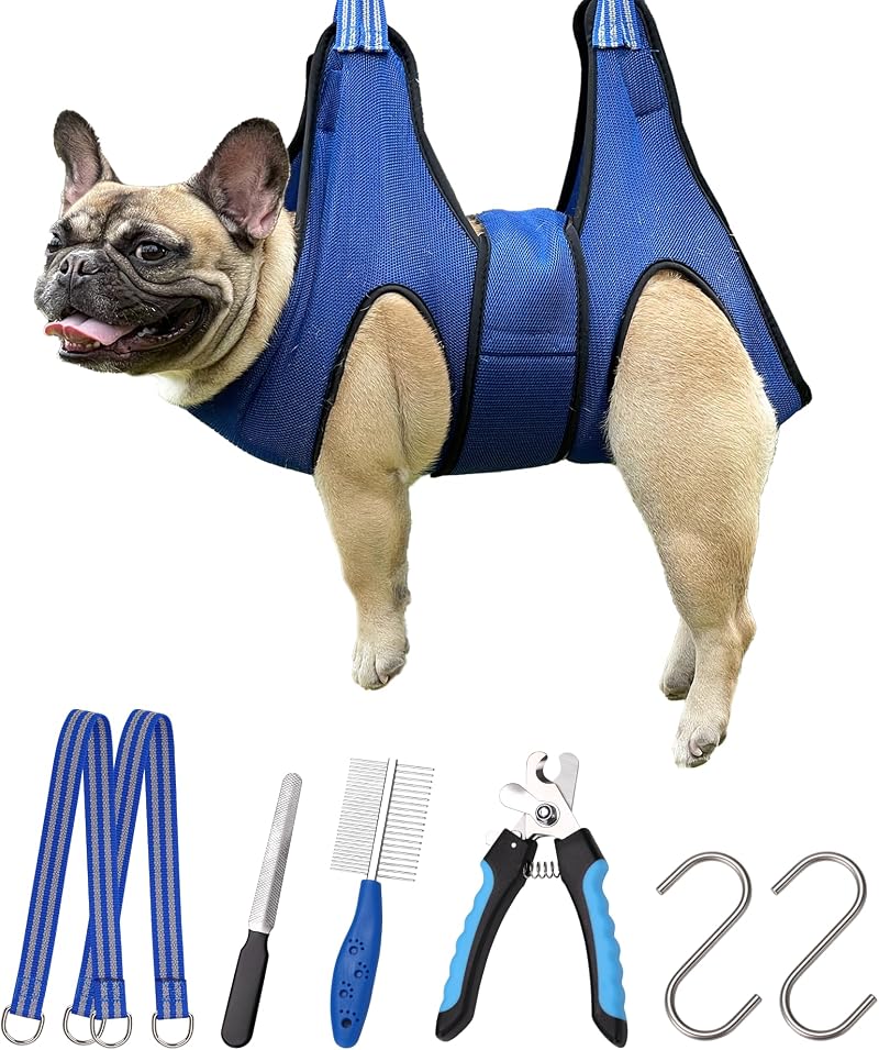 Kkiimatt Dog Grooming Hammock Blue for Medium Dogs/Giant Cats M Size
