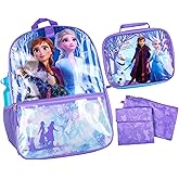 Bioworld Disney Frozen Anna Elsa Olaf Trust Your Journey 5 PC Backpack Set Tote Bag 16"