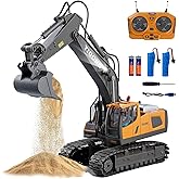 Cogwak RC Excavator Toy 11 Channel Remote Control Construction Vehicles Sand Digger Truck with Metal Shovel 680° Rotation Out