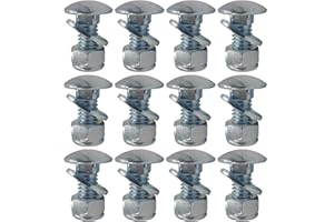 BETAM 710-0451 784-5580 712-04063 (12/Pack) Replacement Stainless Steel Skid Shoe Bolts Carriage Bolts Nuts and Washers Kit for MTD Cub Cadet Snow Blower (5/16-18) 3/4"