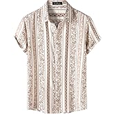 JEMITOP Men's Stylish Casual Printed Short Sleeve Button Down Shirts Summer Vacation Beach Tropical Hawaiian Shirt