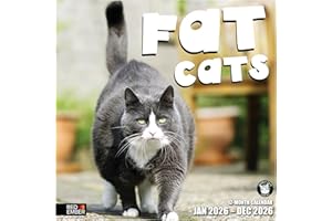 RED EMBER Fat Cats 2026 Wall Calendar 12 Month | 12" x 24" Open | Thick & Sturdy Paper | Holiday Gift | Funny Kitten Cat Calendar 2026