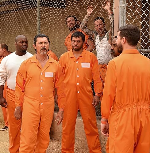 HOMELEX Orange Prison Jumpsuit Costume Mens Halloween Inmate