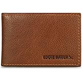 Eddie Bauer Men's Rugged Leather Bifold Wallet | Money Clip | RFID Protection | ID Window | Genuine Leather | EDC
