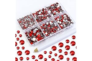 Briskbloom 4500PCS Resin Flatback Rhinestone, 2mm 3mm 4mm 5mm 6mm Siam/Red Flatback Rhinestones for Tumblers, Nails Art, Mugs, Bottles, Craft Decoration, Loose Bling Glitter Gem Stone