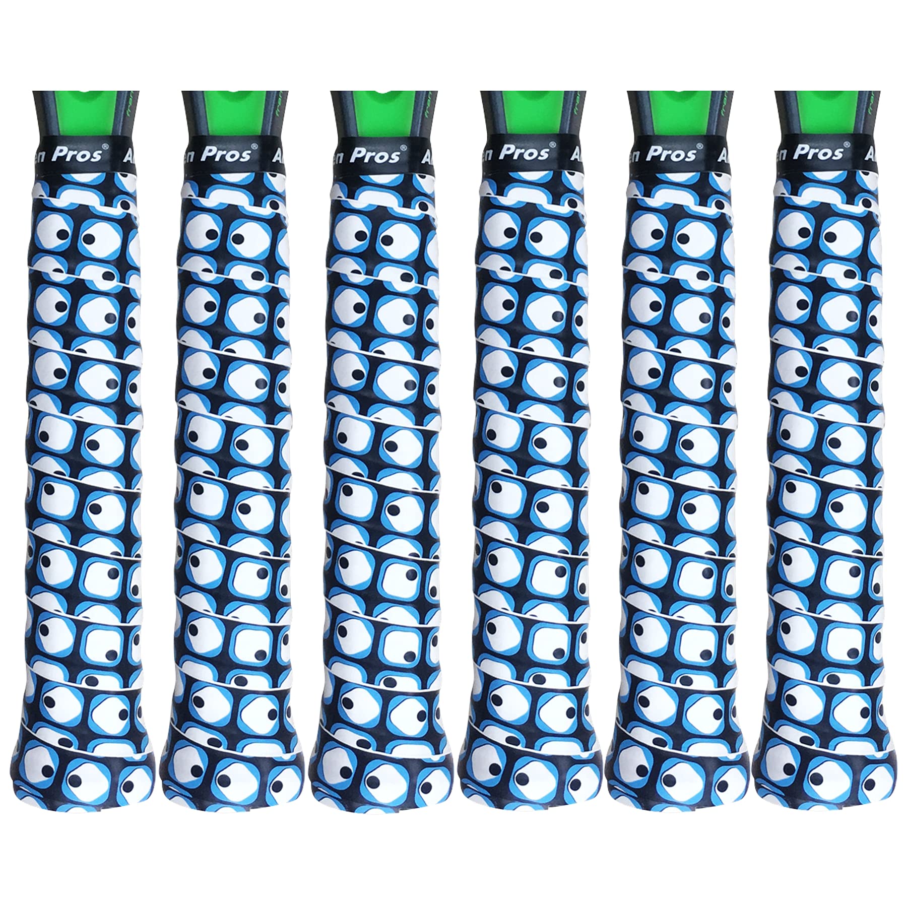 Alien Pros Tennis Racket Grip Tape (6 Grips) – Precut and Dry Feel Tennis Grip – Designer Tennis Overgrip Grip Tape Tennis Racket – Wrap Your Racquet for High Performance (6 Grips, Eyes)