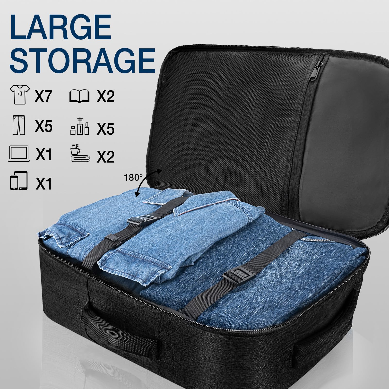 Dinictis Travel Backpack Carry on Flight Approved, Backpack Suitcase for Travel, Personal Item Travel Bag fits 17 inch Laptop-Black