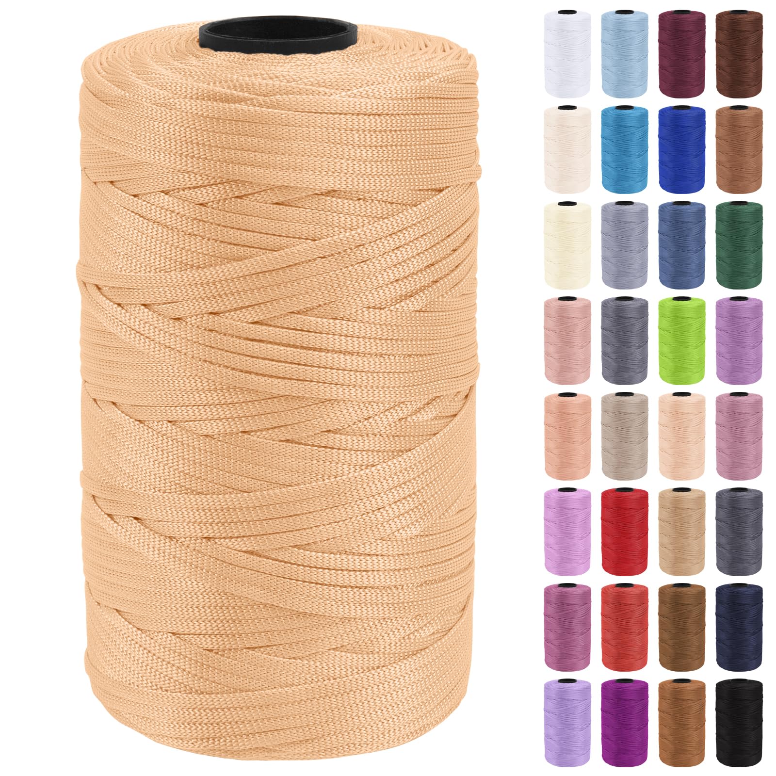Uiopa Macrame Cord 3mm x 200m Polypropylene Flat Macrame String Crochet Yarn for Handbags, Shopping Bags, Sun Hats, Shoes, Carpets, DIY Crafts, Decorative Projects