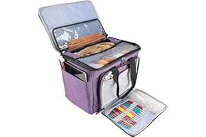 ProCase Knitting Bag, Yarn Storage Organizer Tote Bag with Cover and Inner Divider for Projects, Circular and Straight Knitti