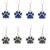 Dreuyet 4 Pairs Dog Paw Earrings for Women Sequin Lovely Animal Dangle Earring for Cat Dogs Lover Mom and Women
