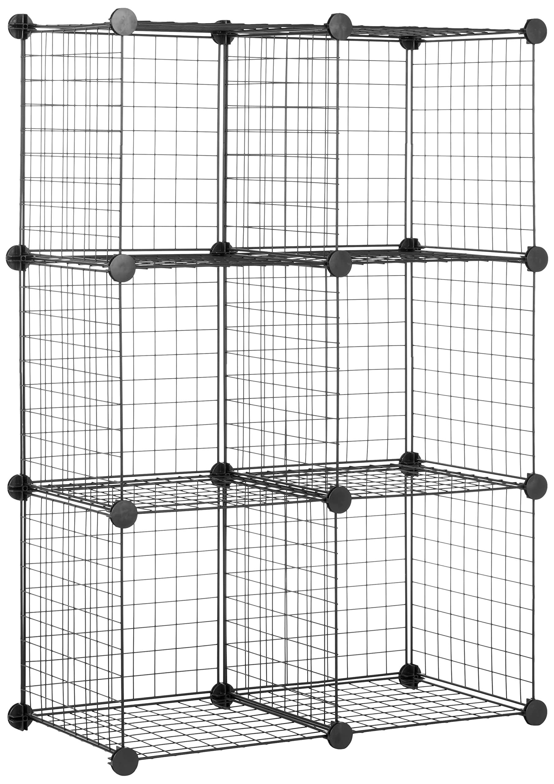 Photo 1 of (PARTIAL SET) Amazon Basics 6 Storage Shelves with 6 Cube Wire Grid, Stackable Cubes, Black, 14" D x 14" W x 14" H