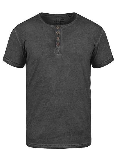 !Solid Tihn Herren T-Shirt Kurzarm Shirt Mit Grandad-Ausschnitt Aus 100% Baumwolle