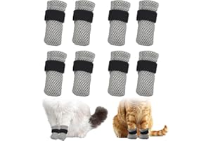 8 Pieces Adjustable Cat Mittens to Prevent Scratching, Anti Scratch Cat Booties Claw Covers, Mesh Breathable Kitten Mittens P