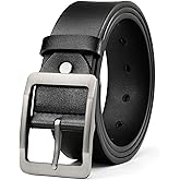 EsengNoyi Mens Belts Leather Casual 1.5" Black Belt for Work Suit Daily Jeans
