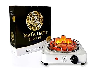 MATA LEON HEAT UP elektrischer Kohleanzünder für Shisha 1000W extralanges Kabel inklusive Schutzgitter aus Edelstahl