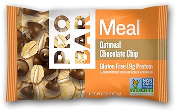 Probar Meal Bar Oatmeal Chocolate Chip Non Gmo Gluten Free Certified Organic Healthy Plant Based Whole Food Ingredients Natural Energy 12